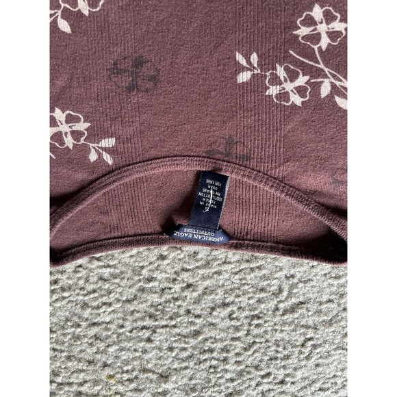 Vintage RARE American Eagle Floral Brown Henley Top Hippie 90s Sz SMALL - Picture 4 of 5